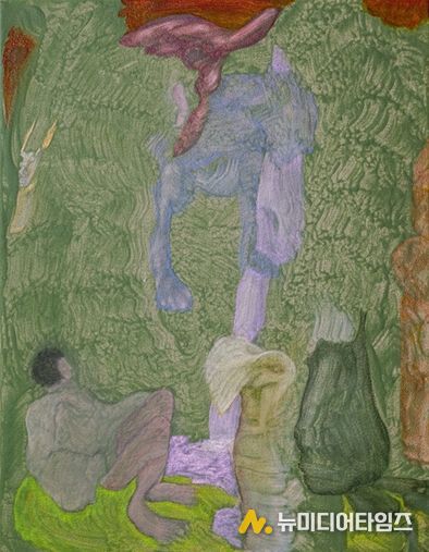낯선 평온, 캔버스에 아크릴 유채, 40.9x31.8cm, 2025