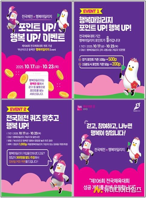 '포인트 업(UP)! 행복 업(UP)!' 전국체전 × 행복마일리지 이벤트