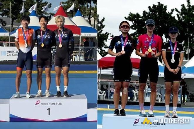 P5,000m 방조양(가운데) 1위, 양선호(오른쪽) 3위 / E10,000m 나영서(왼쪽) 3위 입상