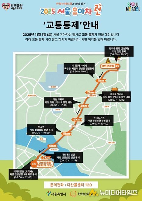 '2025 서울 유아차 런' 교통통제 안내문