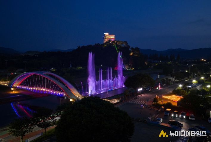 화순꽃강길 음악분수와 개미산 전망대