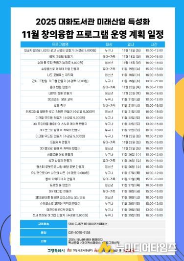 11월‘미래산업 특성화 창의융합 프로그램’안내문