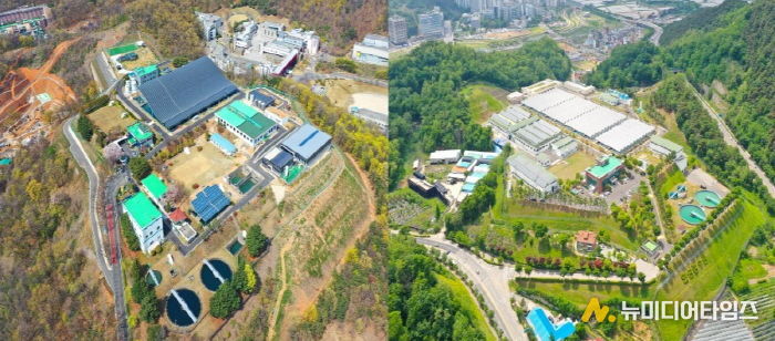 안산정수장(왼쪽 사진)·연성정수장(오른쪽 사진) 전경