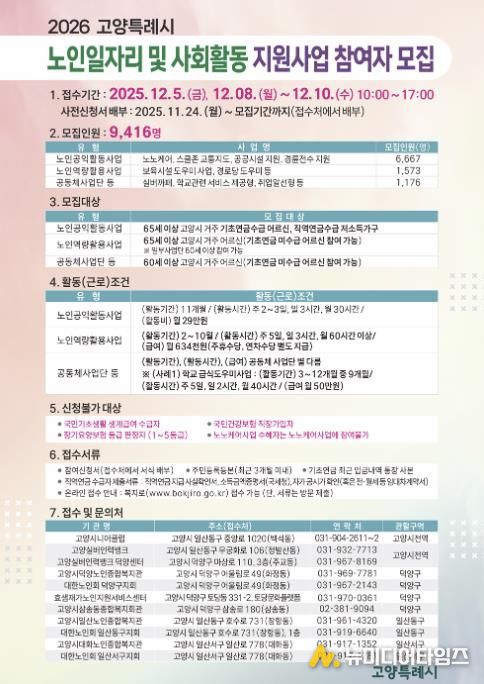 2026년 노인일자리 참여자 모집 홍보물