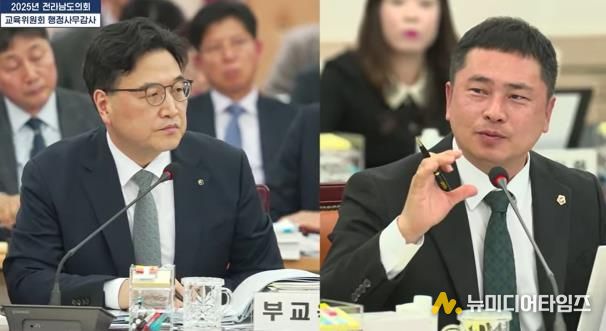 임형석 전남도의원(더불어민주당ㆍ광양1)이 11월 14일, 전남도교육청에서 열린 행정사무감사에서 황성환 부교육감에게 질의하고 있다.