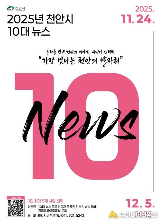 천안시, ‘2025년 10대 뉴스’ 온라인 시민투표