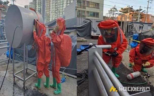서산소방서, 유해화학물질 누출 대비 특별구조훈련 실시