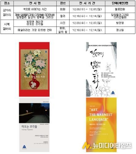 천안문화재단 12월 한 뼘 갤러리 공간지원사업 전시 홍보문.