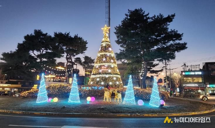 파주시 주요 교차로 대형 성탄절 나무 경관조명 설치… 따뜻한 연말 분위기 연출