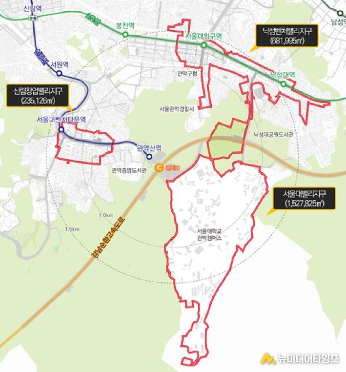 관악S밸리 R&D 벤처·창업 특정개발진흥지구 대상지 위치도