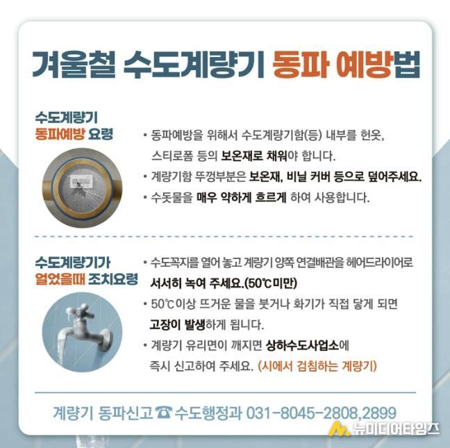 안양시, 겨울철 수도계량기 동파 방지 총력