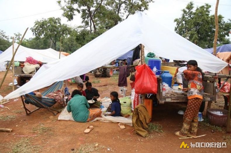 지난 7월 26일 캄보디아 오다르메안체이주의 한 국경 피난민 수용소. (사진/신화통신)