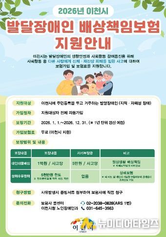 이천시, 발달장애인 배상책임보험 경기도 최초 시행