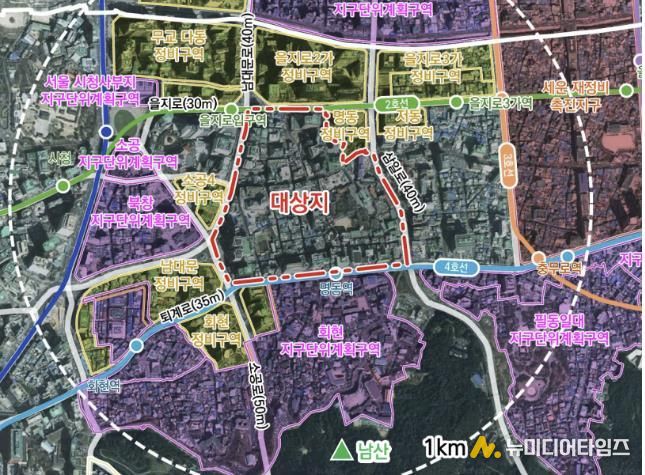 명동관광특구 지구단위계획구역 위치도