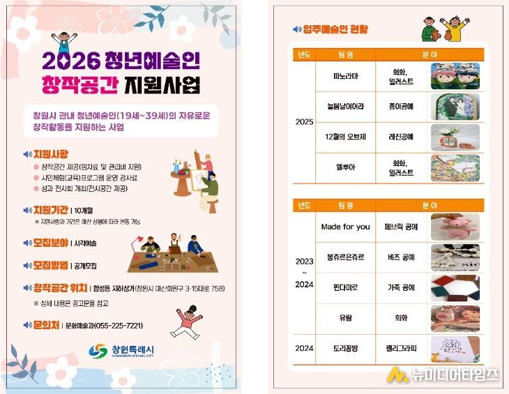 창원특례시, 청년예술인 창작공간 입주예술인 모집