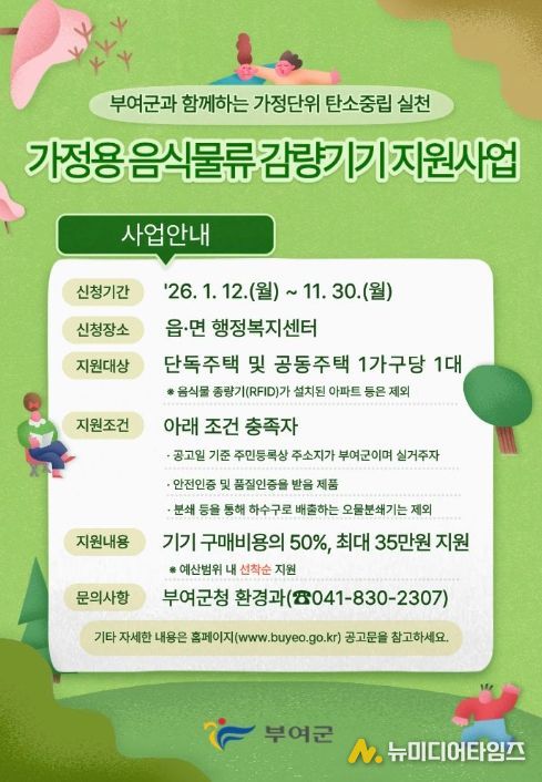 가정용 음식물 처리기 최대 35만 원 지원