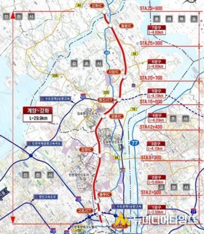 고속국도 제140호선 계양~강화 건설공사 노선도