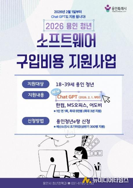 용인특례시 청년 소프트웨어 구입비용 지원사업 포스터