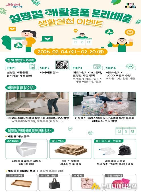 '설명절 재활용품 분리배출 생활실천 캠페인' 안내문