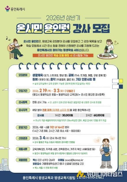 용인특례시 온시민 용인런 강사 모집 포스터.