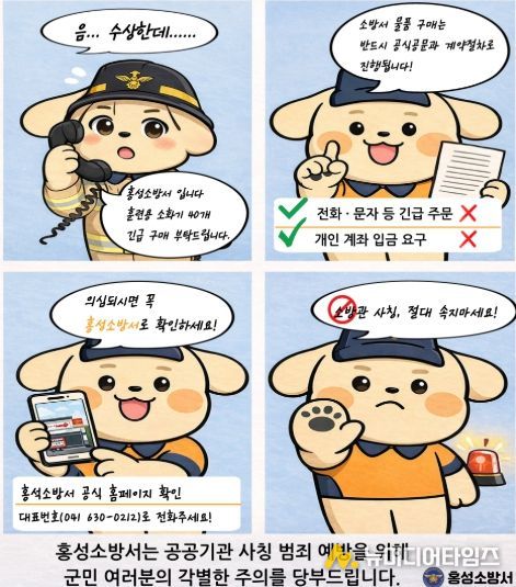 홍성소방서, 소방관 사칭 물품구매 전화사기 주의 당부
