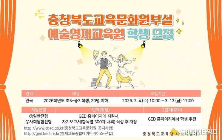 교육문화원부설예술영재교육원, 2026학년도 연극 영재 모집