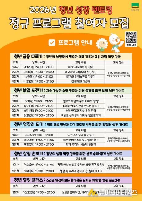 ‘2026년 동작구 청년 성장 멘토링’ 프로그램 홍보 포스터