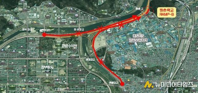 대전시, 천변도시고속화도로 원촌육교 전면 통제