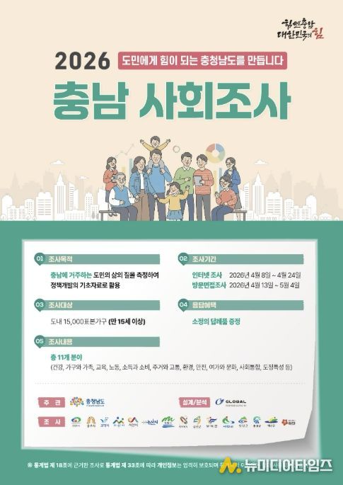2026 충남 사회조사 홍보 포스터
