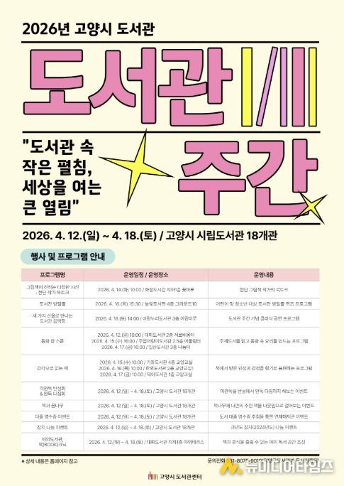 2026년 고양시 도서관 주간 포스터