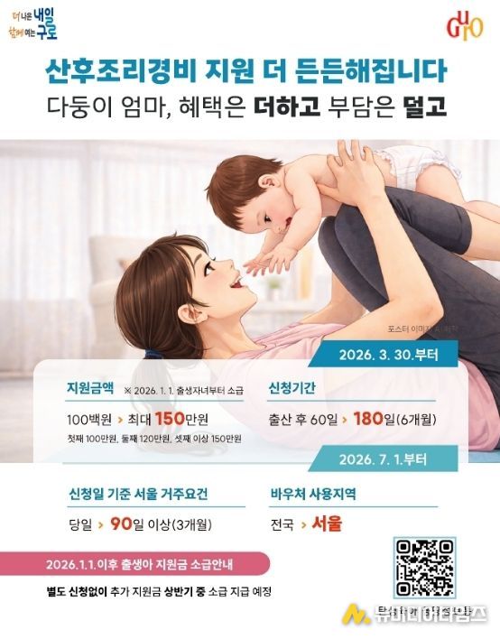 산후조리비용 지원사업 안내 포스터