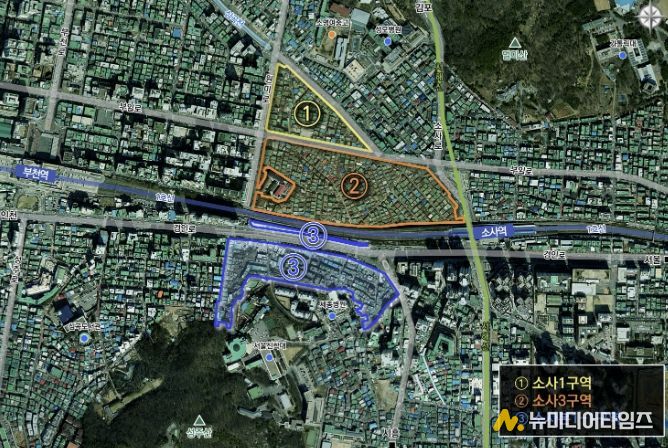 재개발 구역 위치도(소사역 일대)
